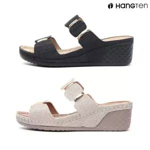 [NS홈쇼핑]행텐 HT-C109 여성용 메탈릭 골드포인트 웨지 샌들 폭신한 쿠션 슬리퍼..