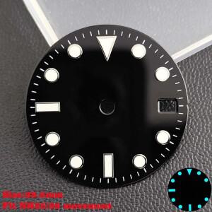 28.5mm 다이얼 NH35 호환 블루 야광 시계 바늘 캘린더 부품 손목시계 개조