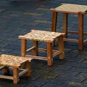 라탄스툴 빈티지 원형 보조의자 카페 수납