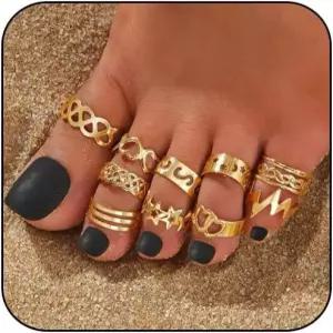 여성용 이니마트지 골드 토링 빈티지 스타일 오픈 세트 조절 가능한 여름 비치 풋 주얼리