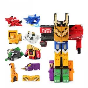 3 in 1 동물 Squanre 큐브 Transfor 로봇 포스 시리즈 Power Rang Buliding 블록 를위한 교육 장난감 선물