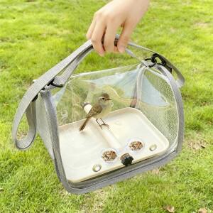 미니 소형 소형 애완동물 휴대용 여행 가방 트레이 및 스틱 포함  분리 가능 새 앵무새 햄스터에 이상적