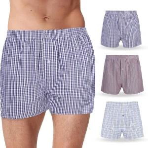 바네버 3PK 남성 직조 복서 100 면 반바지 버튼 플라이 박서 속옷