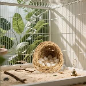 1개 새 둥지 섬유 황마 혼합 천연 새장 침구 만들기 재료 카나리아 핀치 새집 애완조류 집