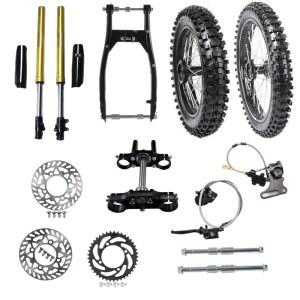 CWTD 17인치 70 100 17 프론트 호환 가능 100 바이크 더트 SSR 14인치 포크스 160cc 90 125cc 14 YZ85와 리어 스윙암 스프로켓 타오타오 피트 키트