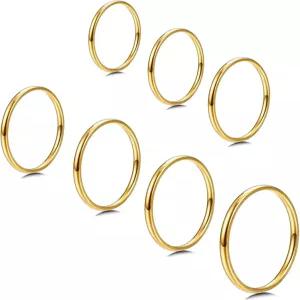 밀라콜라토 여성용 1mm 스테인리스 스틸 스태킹 링 얇은 14K 금 도금 밴드 스태커블 너클 엄지 핑키 미디
