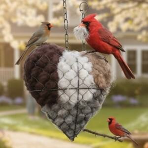 수제 알파카 섬유 새 둥지 하트 리필 가능 면솜 재료 홀더 걸이형 내후성