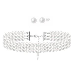 샤울란 여성 웨딩 보호 빈티지 진주 목걸이 세트 귀걸이 레이어드 모조 신부 우아한 다층 의상 주얼리