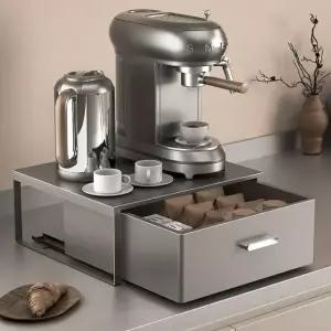모던 홈카페 주방수납장 뚜껑 건메탈그레이 커피머신