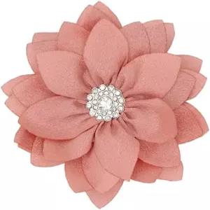 여성용 우아한 플라워 브로치 핀 크리스탈 로터스 라펠 레드/화이트/핑크/블랙/핫 핑크/바이올렛 웨딩 파티