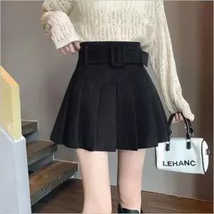 주름치마 벨트 미니스커트 코듀로이 플리츠 골덴치마 여자
