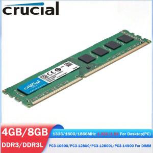 Crucial Memoria RAM DDR3 DDR3L 4GB 데스크탑용 PC3 8GB 14900 35V 240Pin 10600 12800 메모리 PC3L 5V 1600MHz 1866MHz 1333