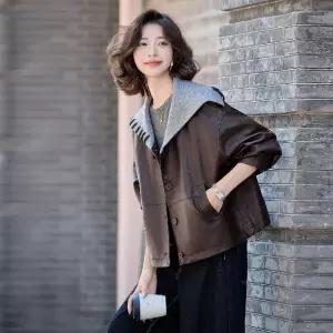 ROTA 여사친 니트 캐주얼 가을 짧은 자켓 긴팔 가죽 코트 케이프 젠3