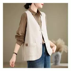 [당일발송]린넨포켓브이넥베스트/VE-123