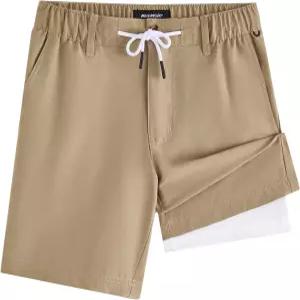 압박 라이너와 지퍼 포켓이 있는 마믹 보이즈 캐주얼 반바지 골프 러닝용 교복