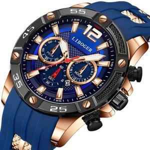 캐주얼 실리콘 스트랩 남성 스포츠 시계 손목시계 남성용 대형 캘린더 다이얼 렐로즈 쿼츠