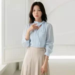 쉬폰 타이 랩 블라우스_2color