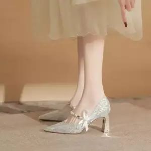 여사친 하이힐 웨딩드레스 통굽힐 냥 슈즈 크리스털 힘들지 프렌치 초우절기 들러리 않은 메인 신부 ST5