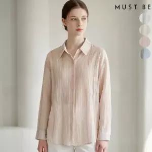 [머스트비] 여성 세로 스트라이프 루즈핏 셔츠