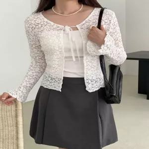 [하젤]나이안 비스코스 레이스 볼레로 가디건_S4673