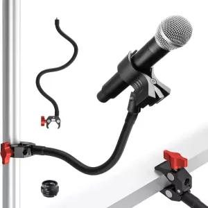 구스넥 마이크 스탠드 19.69인치 조절식 클립 3/8인치에서 5/8인치 어댑터 헤비 듀티 메탈 슈퍼 크랩