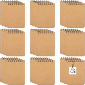 Nuanchu 노트패드 3x5인치 스프링 60매 미니 메모장 상단 제본 가정/사무실/학교용 메모패드 크라프트 색상