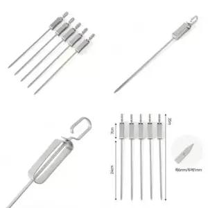 슬라이드바비큐꼬치 캠핑용 슬라이드 바베큐 꼬치 5p세트 스텐 차박 야외 꼬치꽂이