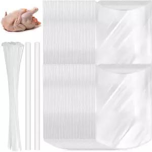 텔링 60팩 가금류 수축 봉투 14 x 18인치 투명 열 랩 대형 닭 오리 튀르키예 식품 육류 보관용 실리콘 빨대