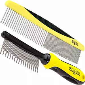 매트한 헤어 디탱글러 빗 세트를 위한 셰드타이탄 메탈 개 엉킴 제거 및 털 그루밍 두들을 간편한 안전한