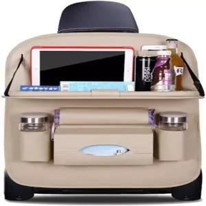 카시트 등받이 정리함 접이식 식탁 홀더 트레이 병 다기능 보호대 보관 가방 킥 매트 여행 액세서리 PU