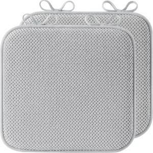 퓨레다운 식탁 의자용 쿠션 미끄럼 방지 백킹 타이가 있는 메모리 폼 시트 2개 세트 16인치 x 1.5인치