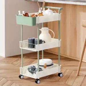 ( )무빙트롤리 3단 주방웨건 수납함 이동식카트 철제미용