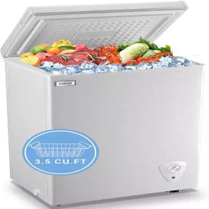 가슴 냉동고 소형 깊은 3.5 Cu.Ft 미니 블랙 독립형 상단 도어 조절 가능 7 온도 조절기 및 탈착식 바구니