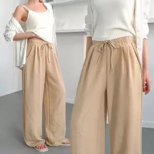 퓨어 린넨 투턱 와이드 팬츠 4color / 남녀공용 빅사이즈 F-2XL 롱/숏기장 3단 루즈핏 통바지 여름 바캉스 휴양지룩 밴딩 슬랙스
