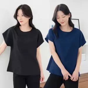 [무료배송] 국산 냉감 풍기 인견 반팔 블라우스 여름 지지미 티 여성 중년 엄마 옷