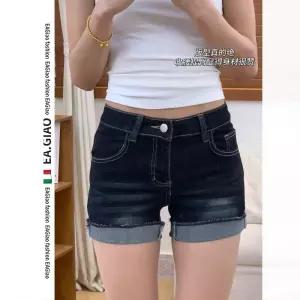 빛채운 가을 여자 반바지 진청 힙업 핫팬츠 A라인 슬림핏 롤업 OPH3