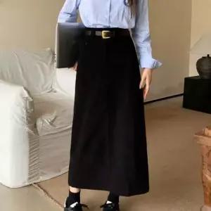 여자 A라인 골덴 코듀로이 따뜻한 롱스커트 치마 벨벳