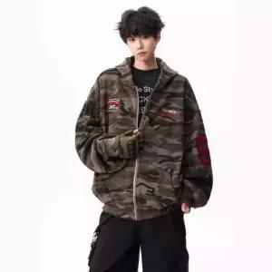 토르 남성용 가을 캐주얼 카무플라주 후드 빅사이즈 집업 카디건 OPH3