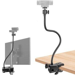 카질로르 웹캠 스탠드, 휴대폰 홀더가 있는 마운트 구세넥 암, 웹캠용 데스크 클립 클램프 C922 C930e C920S C920 C615 C960x BRIO 4K 넥 N60