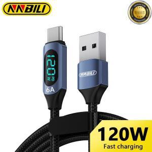 NNBILI 120W USB C타입 케이블 6A LED 디지털 디스플레이 고속 전송 (샤오미 포코 화웨이 C 충전기 데이터