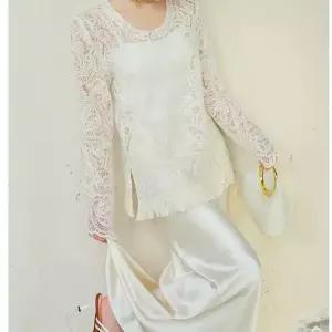 스파이더맨 여자 풀오버 톱 블라우스 펀칭 라운드 솔리드 레이스 OPH1