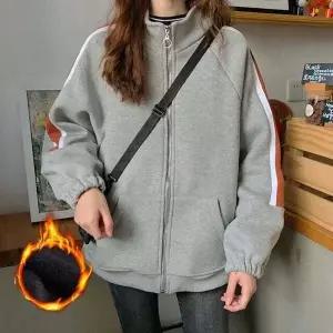 (스타일하우스)트렌치코트 아우터 여성 기모 배색라인 집업 자켓