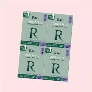 라엘 4팩 유기농 순면커버 생리대 슈퍼롱 오버나이트 4605175