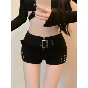 엘럽 팬츠 블랙 데님 여사친 로우 스키니핏 핫팬츠 쇼트 스판 박템1