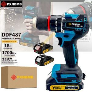 PX MB DDF 487 스크류드라이버 무선 속도 충격 파워 드릴 가변 임팩트 18V 브러시리스 모터 전기