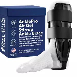브라자피디아 앵클프로 에어 젤 스털럽 브레이스 탈착식 콜드 테라피 쿠션 및 패드가 있는 하드 코어 측면