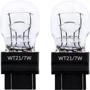 FAXCARS WT21/7W OEM 표준 할로겐 교체 후방 테일 브레이크 턴 시그널 전구 12V 21W 수명 2팩