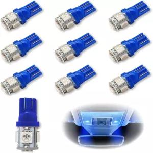 RBOKO 10PCS 194 LED 전구 6000K 웨지 T10 5SMD 5050 칩 2825 DC 12V 카돔 맵 도어용 교체 168개 블루