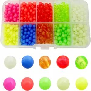 1000PCS 5mm 낚시 비즈 액세서리 세트 믹스 10가지 색상 원형 장비 야광 플라스틱 라인