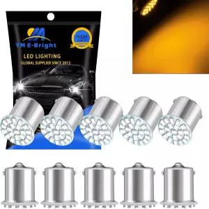 YM E-Bright 10팩 옐로우 1156 BA15S 1206 22SMD LED 턴 시그널 전구 자동차 테일 라이트 후진등 DC 12V